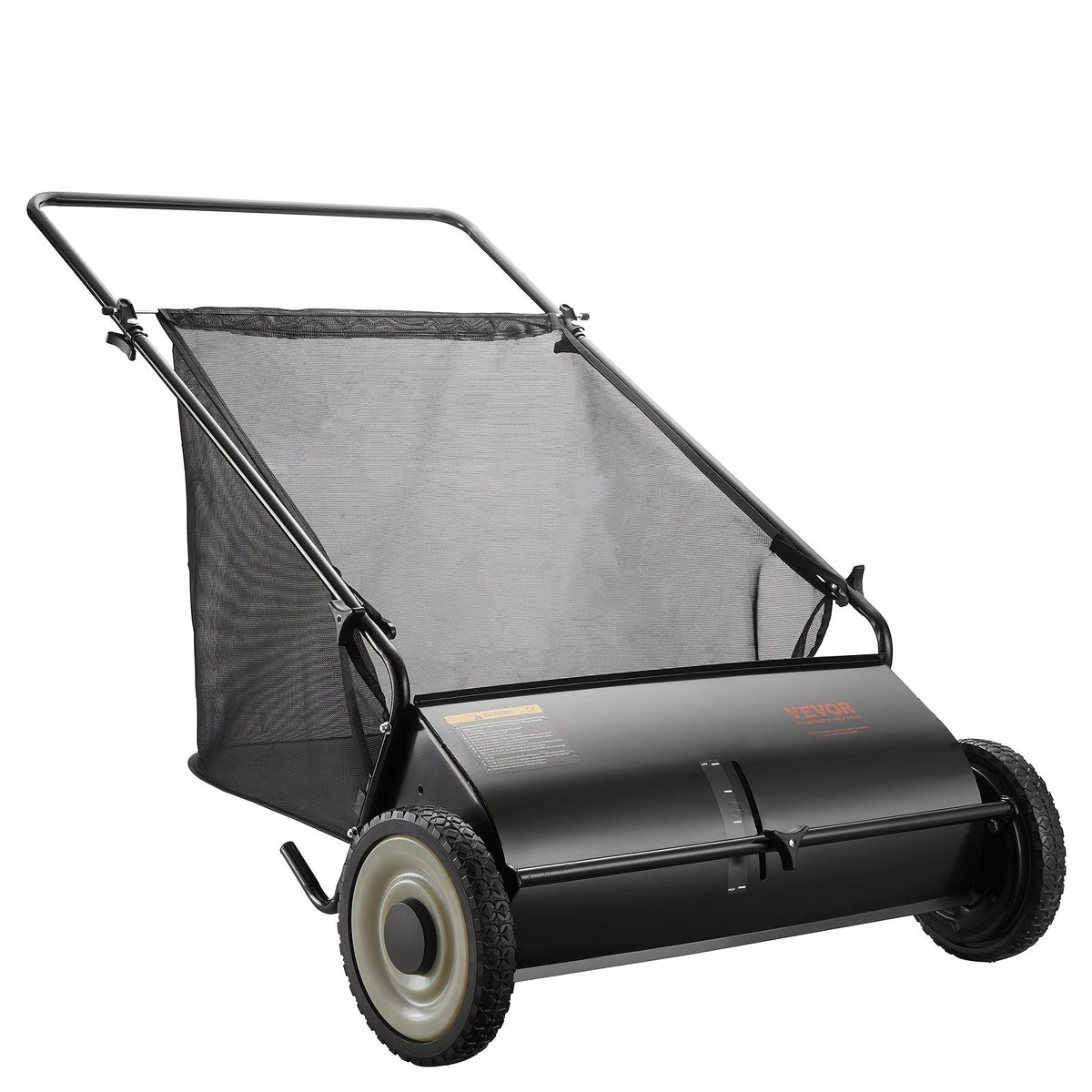 Push Lawn Sweeper - 26 in Sweeping Path, 7 cu ft Mesh Hopper, Four Spinning Brushes, No Fuel or Cord