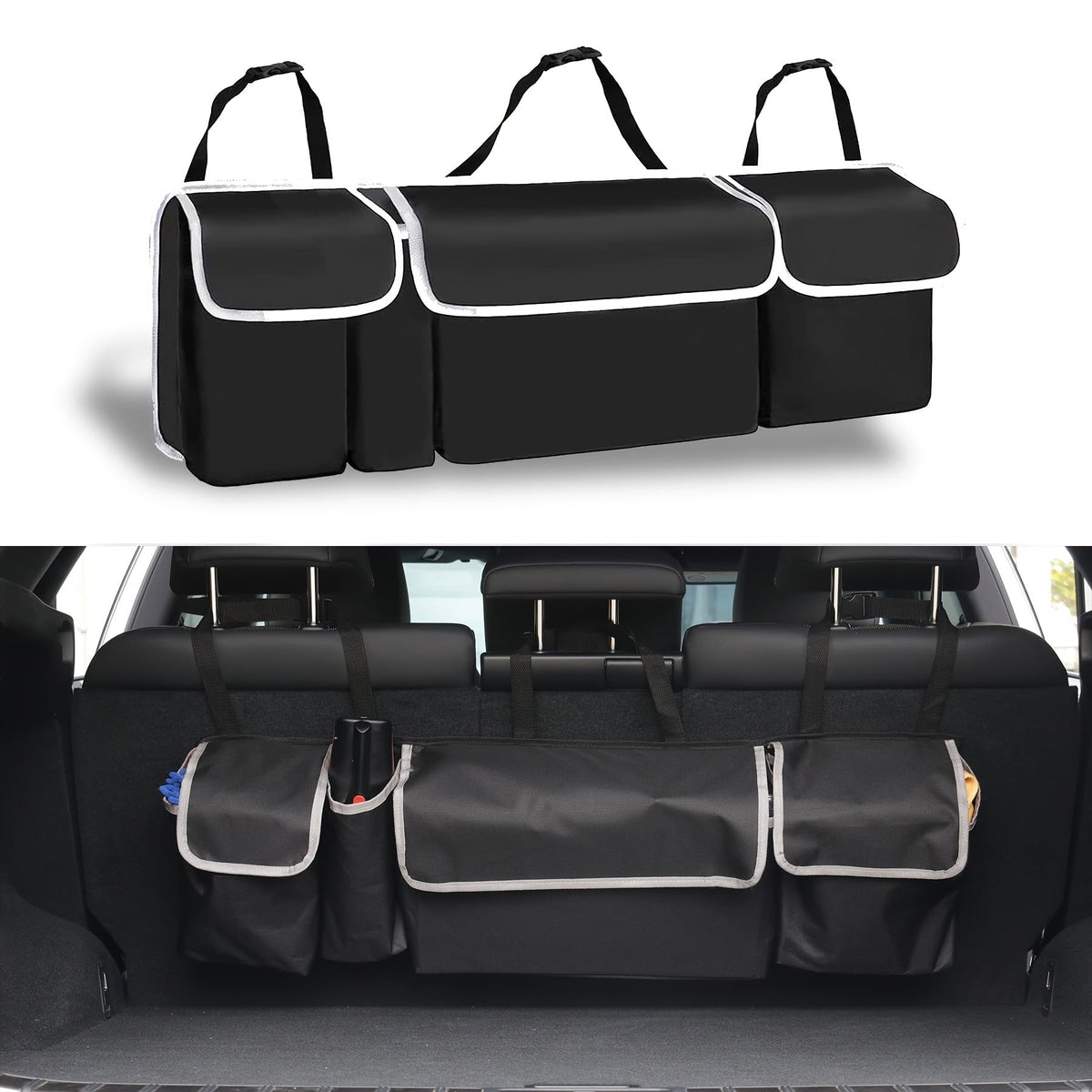 Foldable Waterproof Car Trunk Organizer – Storage Bag with Multi-Compartments for Travel, Road Trips, Shopping or Delivery Use