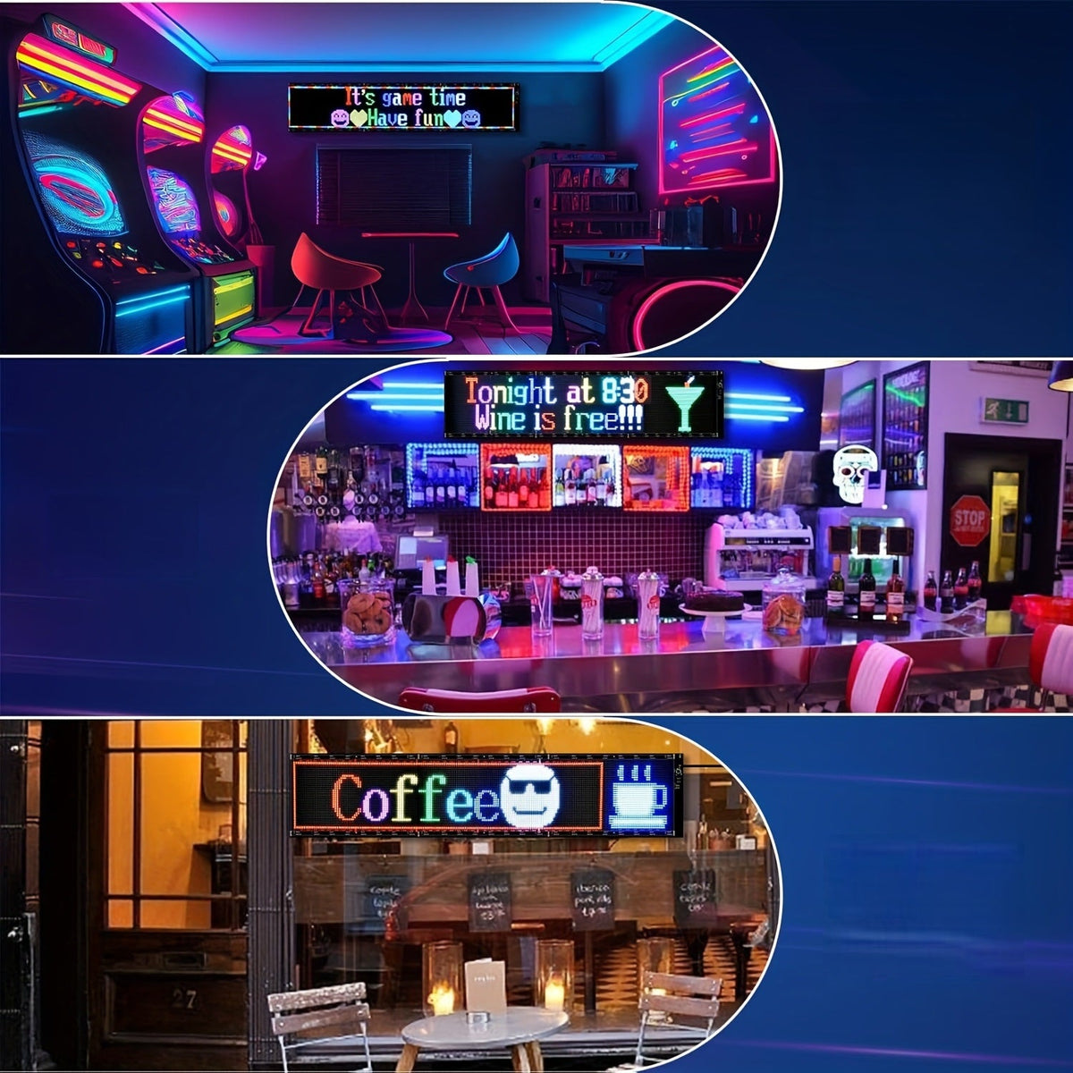 Programmable LED Scrolling Sign – Flexible Matrix Display Board with Custom Messages for Businesses, Shops, Events, and Creative Advertising