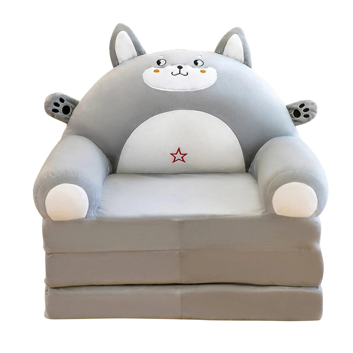 Foldable Kids Plush Sofa Chair – 2-in-1 Cute Cartoon Armchair & Lazy Seat (Cover Only)