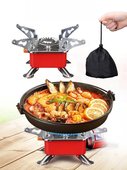 Mini Square Lotus Outdoor Stove – Portable Gas Stove for Camping, Hiking, and Travel, Ultralight Cookware for Adventurers
