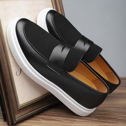 Men’s Casual Slip-On Sneakers – Low-Top Skate Shoes with PU Upper, Rubber Sole & Round Toe Design for Everyday Wear