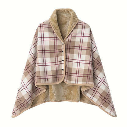 Cozy Checkered Knit Blanket – Double-Layer Soft Polyester Throw for Office Naps, Winter Warmth, and Stylish Home Comfort