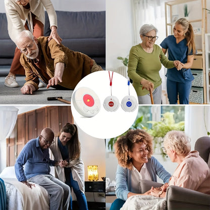 Home Alert System with Two Toilet Emergency Buttons – Elderly Disabled Pager with Plug-In Receiver for Easy Calling