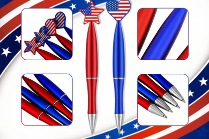 28pcs Flag Pens Independence Day Gift Patriotic Retractable 1.0mm Black Ink Ballpoint Pens