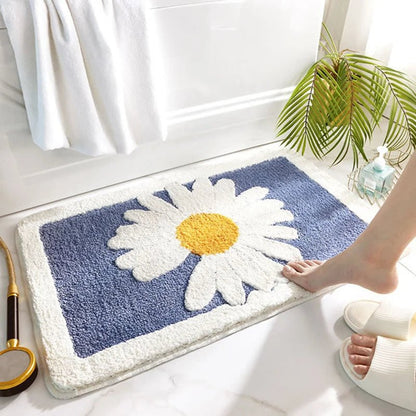 Daisy Microfiber Mat – Ultra-Soft, Super Absorbent & Non-Slip Rug for Kitchen, Bedroom, Bathroom & Living Room Comfort