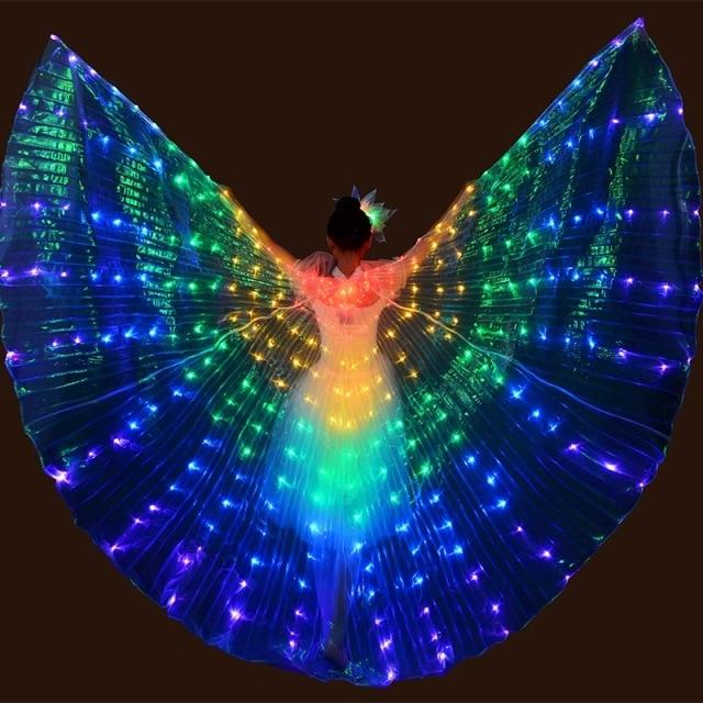 LED Isis Wings - Light-Up Costume Butterfly Wings with Telescopic Rods, 7 Colors, Adult & Child Sizes