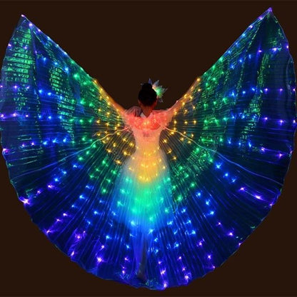 LED Isis Wings - Light-Up Costume Butterfly Wings with Telescopic Rods, 7 Colors, Adult & Child Sizes