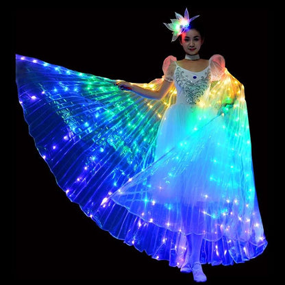LED Isis Wings - Light-Up Costume Butterfly Wings with Telescopic Rods, 7 Colors, Adult & Child Sizes