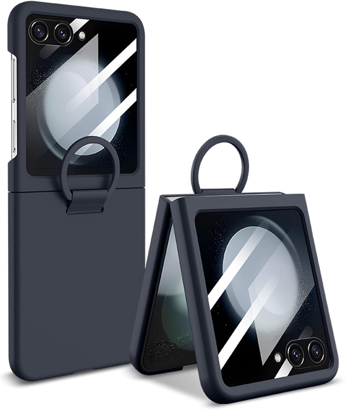 Liquid Silicone Ring Holder Phone Case for Samsung Galaxy Z Flip Series – Shockproof, Glass Screen Film, Durable 2-in-1 Design