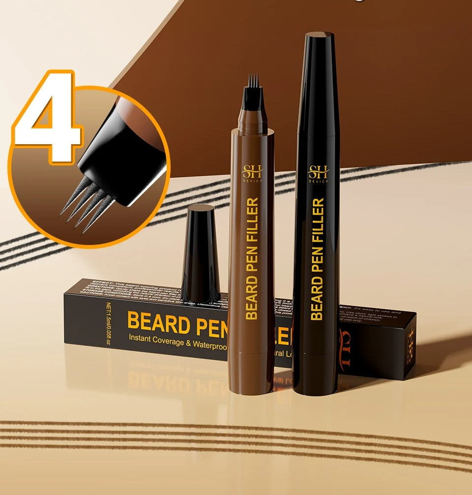 Beard Filler Pen & Brush Set – Waterproof Beard Enhancer for Moustache Definition, Shape, and Lasting Hair Line Repair