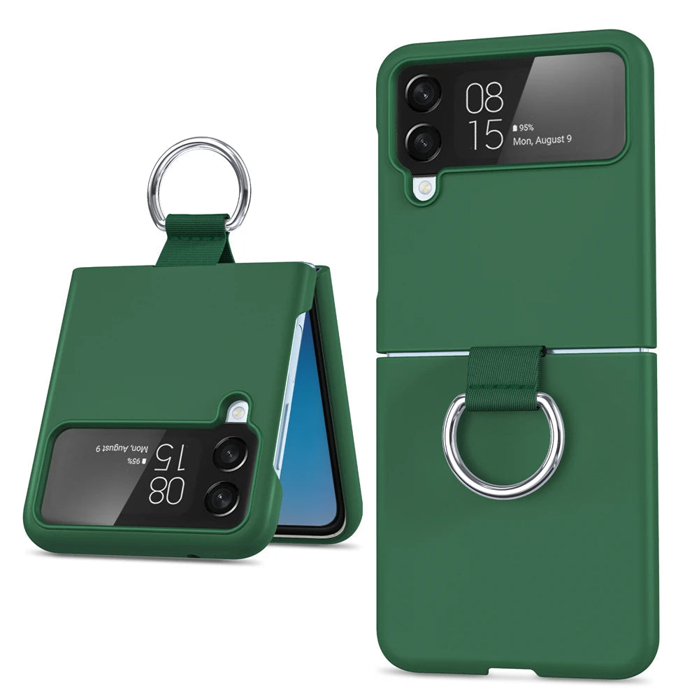 Luxury Matte PC Armor Finger Ring Grip Case for Samsung Galaxy Z Flip Series – Shockproof, Stylish, and Secure Grip Protection