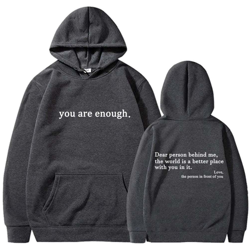 Oversized Y2K Hoodie with “Dear Person Behind Me” Print – Unisex Pullover Sweatshirt for Streetwear Winter Autumn Style