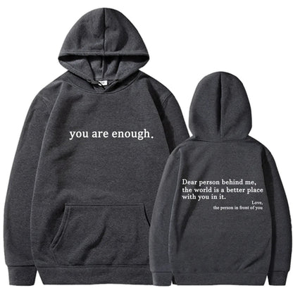 Oversized Y2K Hoodie with “Dear Person Behind Me” Print – Unisex Pullover Sweatshirt for Streetwear Winter Autumn Style