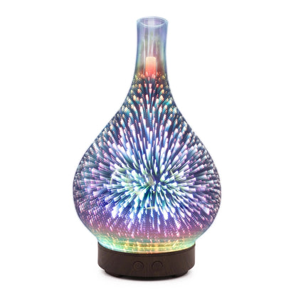 Firework Glass Aroma Diffuser – 3D Ultrasonic Humidifier with 7 LED Lights & Essential Oil Nebulizer