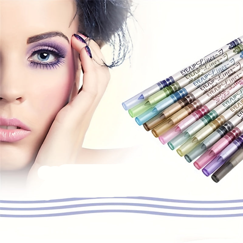 Multi-Purpose Eyeliner Pencil Set – 12Pcs Smooth Gel Texture Works as Lip Liner, Eyeshadow Stick, or Long-Lasting Eye Makeup Tool