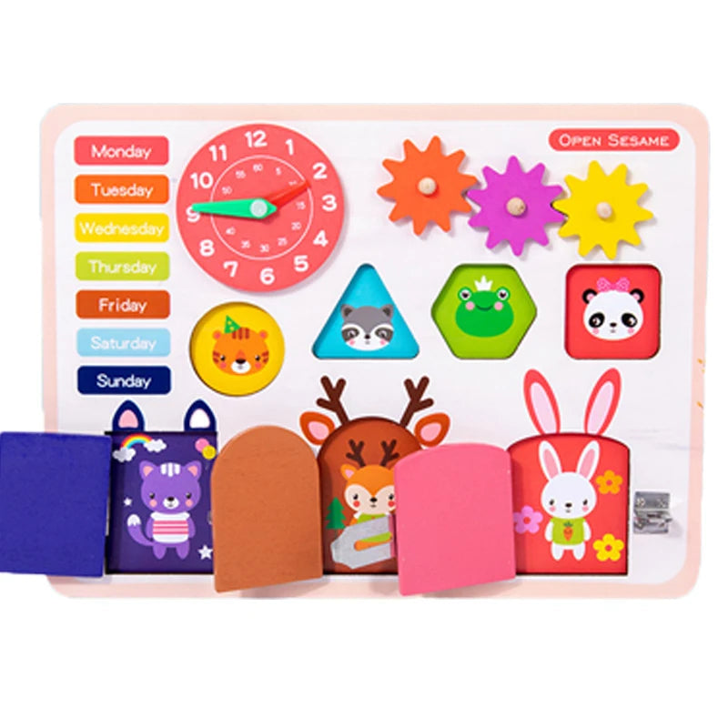 Montessori Busy Board Toy Set – Wooden Sensory & Puzzle Play Board for Children’s Early Learning, DIY Fine Motor Skill Development Games