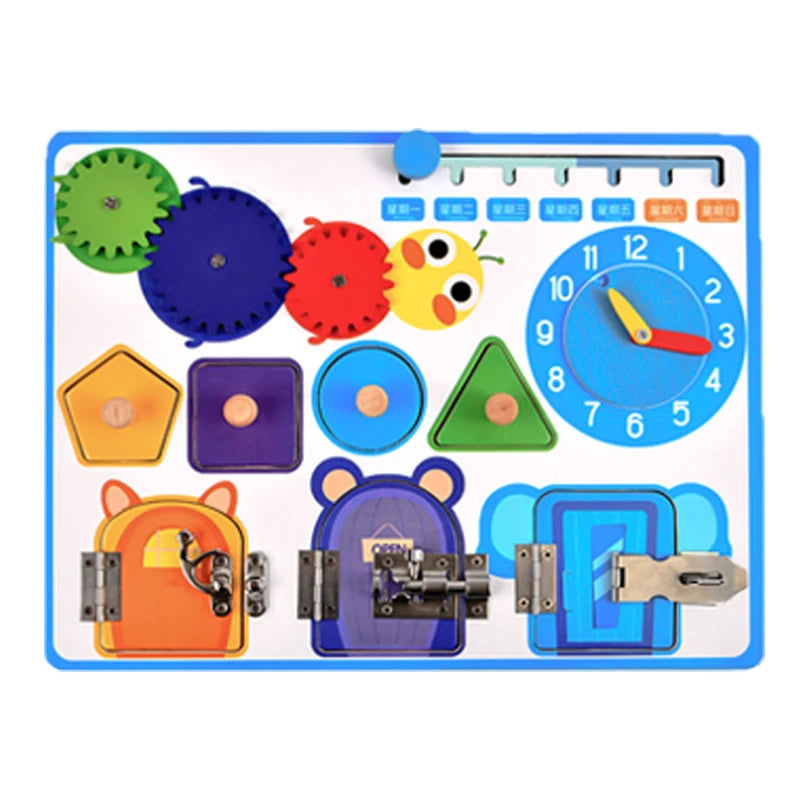 Montessori Busy Board Toy Set – Wooden Sensory & Puzzle Play Board for Children’s Early Learning, DIY Fine Motor Skill Development Games