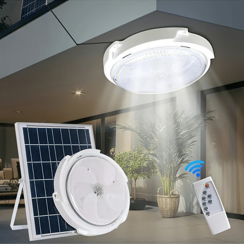 LED Solar Ceiling Light with Remote – Dimmable Indoor & Outdoor Ceiling Lamp for Bedroom, Corridor, Garden with Timer Control