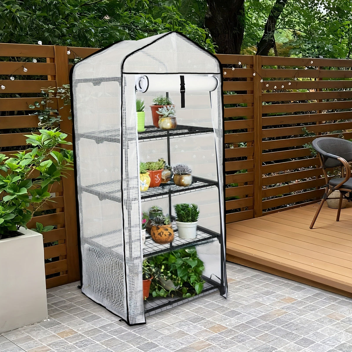 Portable Outdoor Tomato Greenhouse with Wheels – Roll-Up Door, 3-Tier Shelves for Plants, Flowers & Winter Weather Protection
