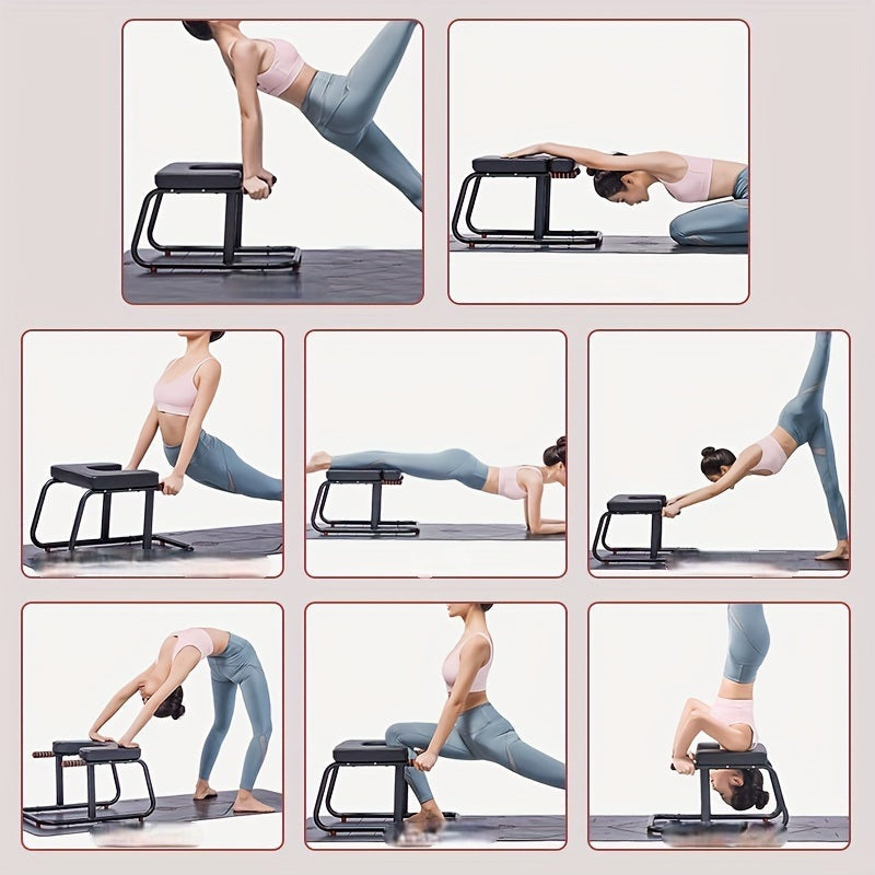 Anti-Slip Yoga Pilates Inversion Stool – 500Lb  Chair, Upright Fitness Aid for Safe Inversion Therapy with Padded Seat and Arm Support