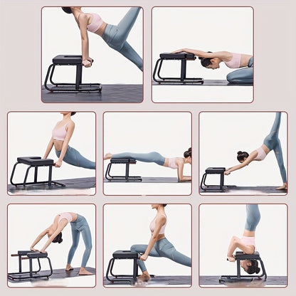 Anti-Slip Yoga Pilates Inversion Stool – 500Lb  Chair, Upright Fitness Aid for Safe Inversion Therapy with Padded Seat and Arm Support