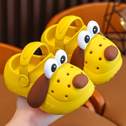 Kids Cartoon Puppy Slippers – Breathable Lightweight EVA Slip-On Shoes with Non-Slip Design for Beach, Pool, Travel, and All-Season Comfort