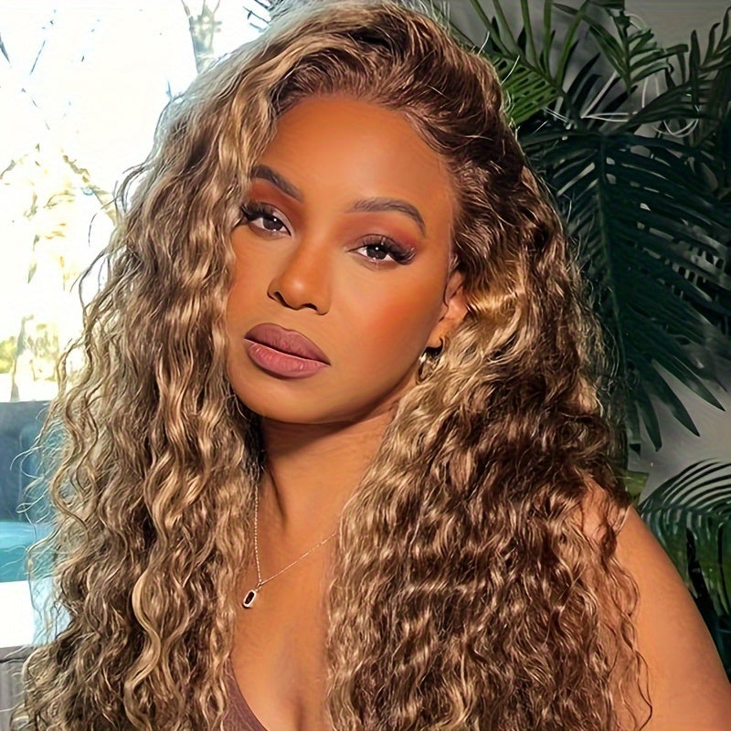 Deep Wave Honey Blonde Lace Front Wig –  13x4 Human Hair Wig with 180% Density for Glamorous Party Looks and Natural Styling Freedom