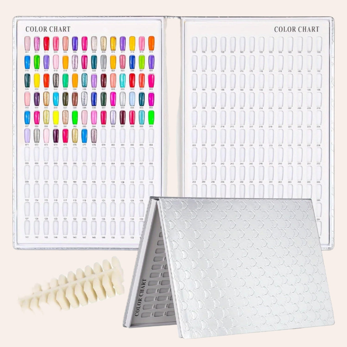 Heart Nail Sample Chart – 308 Color, 360-Tip Gel Display Book for Salon-Ready Nail Art, No Glue or Pasting Needed