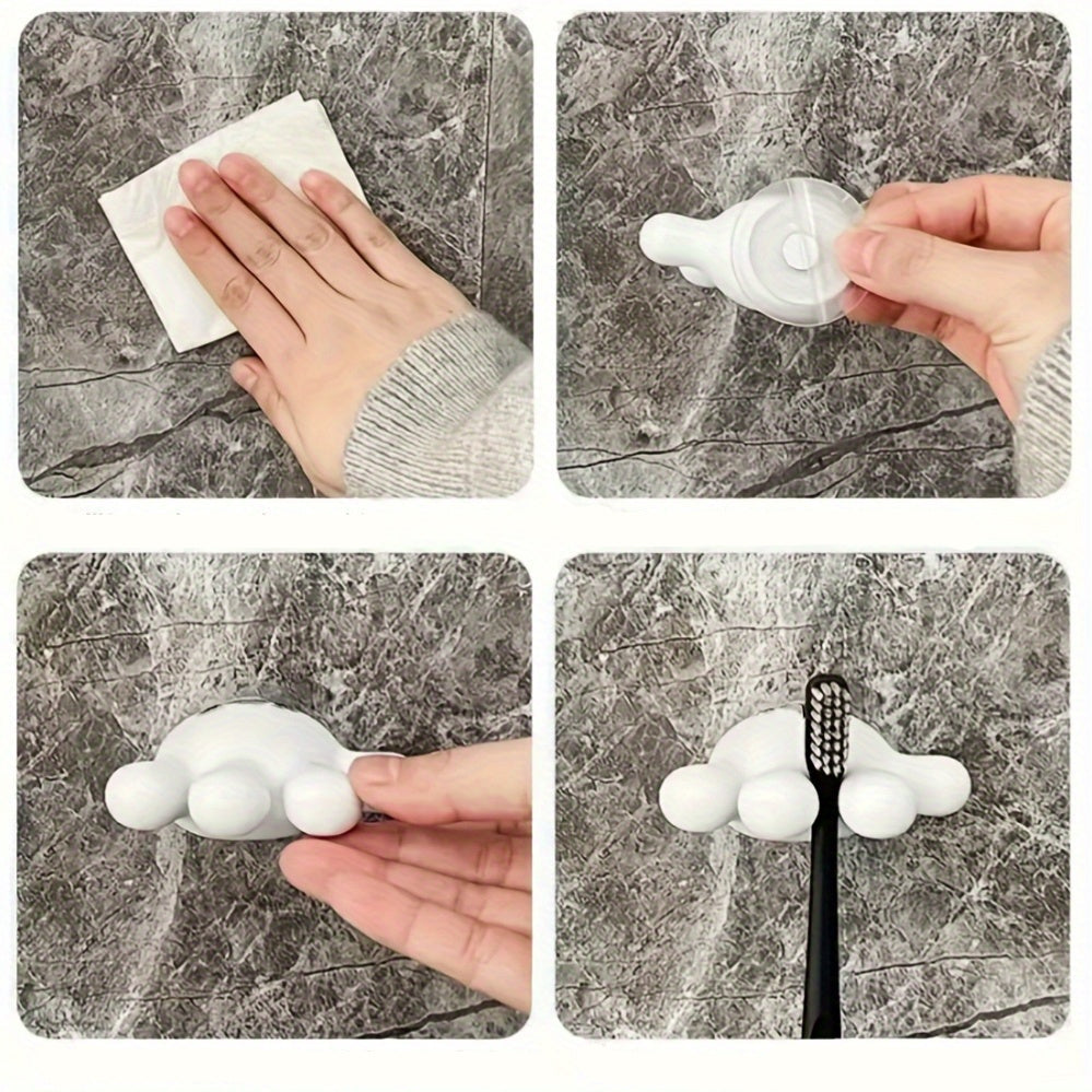 Palm-Shaped Utility Hooks- 2pcs Punch-Free Plastic Holders for Cables, Toothbrushes, Keys, and Everyday Home Organization