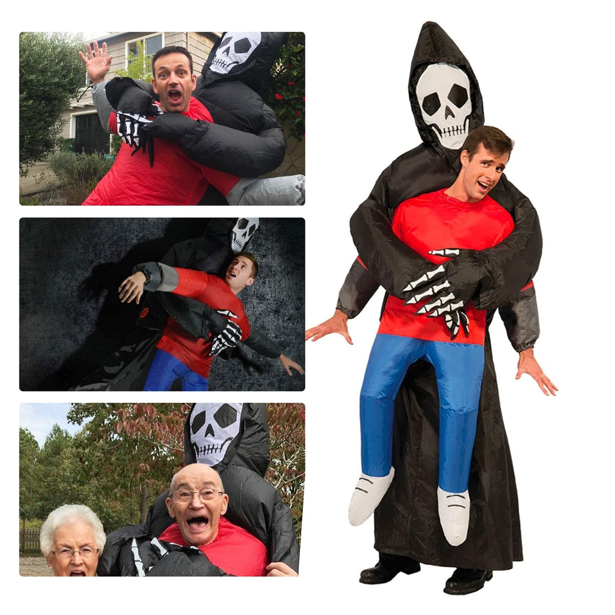 Death Grim Reaper Inflatable Costume - Robe Mask Ghost Blow Up Costumes for Halloween