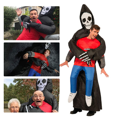 Death Grim Reaper Inflatable Costume - Robe Mask Ghost Blow Up Costumes for Halloween