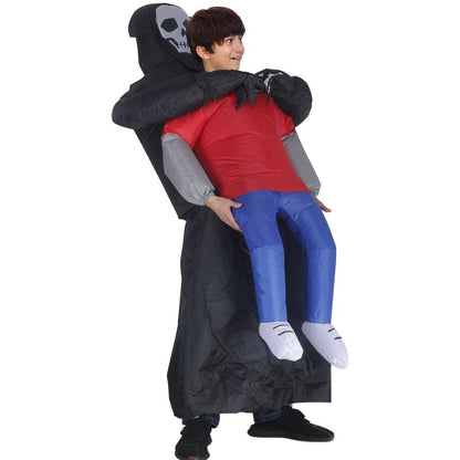 Death Grim Reaper Inflatable Costume - Robe Mask Ghost Blow Up Costumes for Halloween