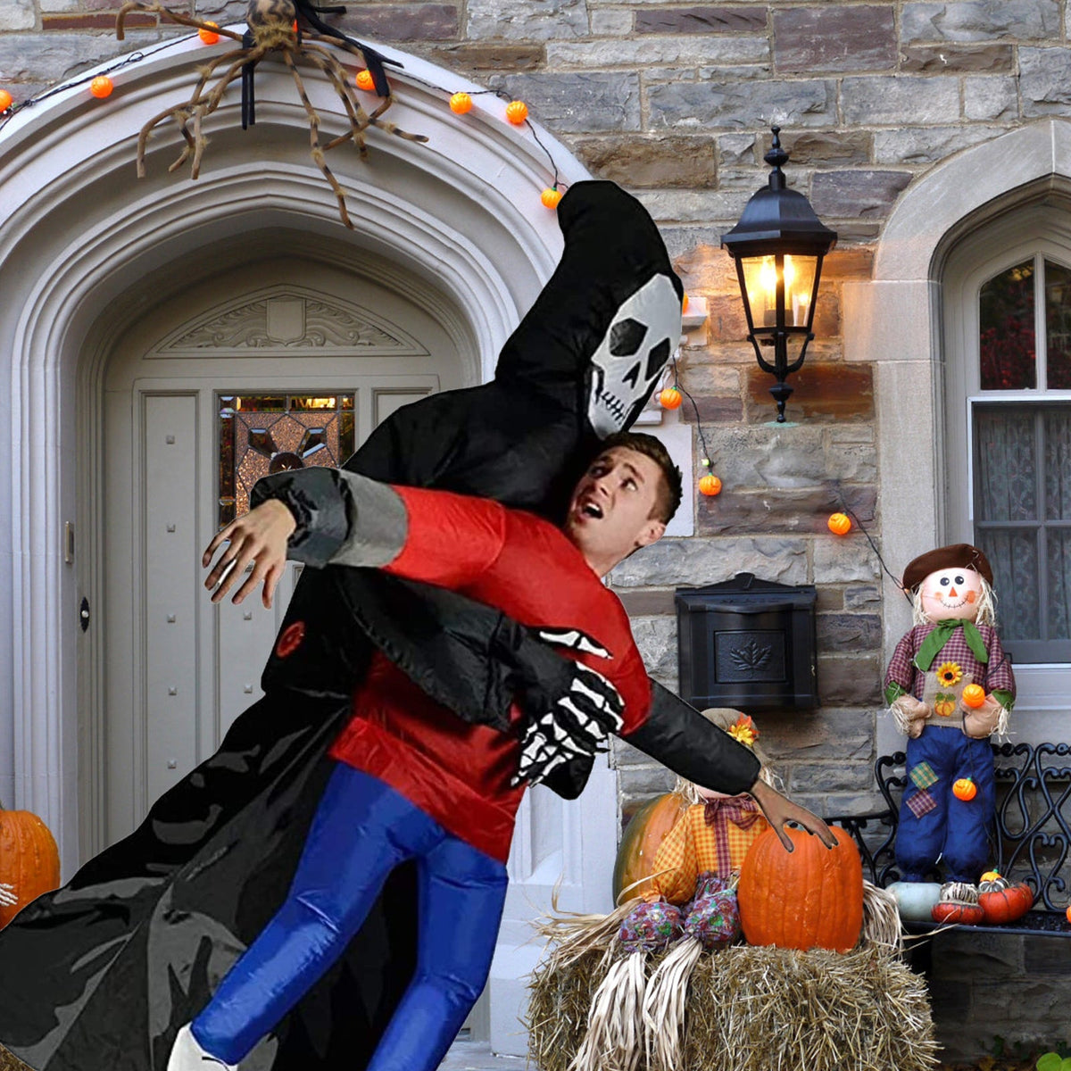 Death Grim Reaper Inflatable Costume - Robe Mask Ghost Blow Up Costumes for Halloween