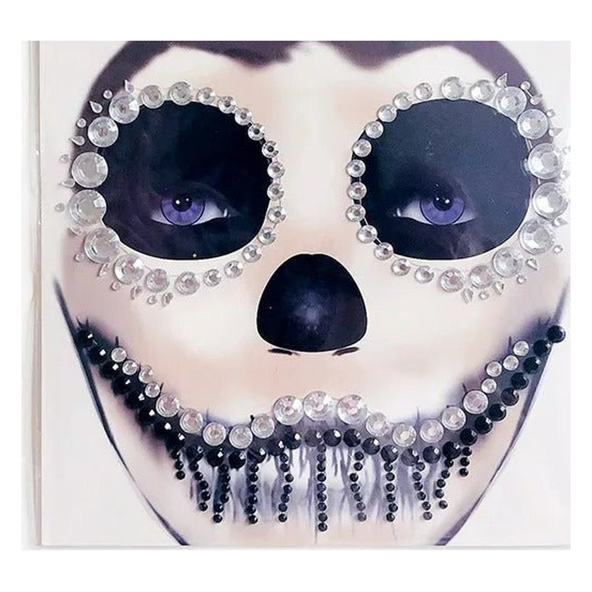 Halloween Face Stickers - Party Horror Grimace Decorations, Acrylic Gem Temporary Tattoo Stickers