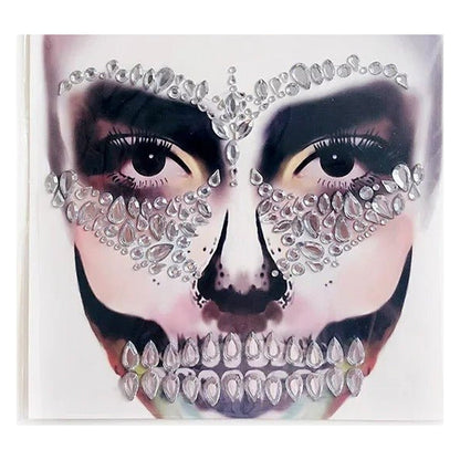Halloween Face Stickers - Party Horror Grimace Decorations, Acrylic Gem Temporary Tattoo Stickers