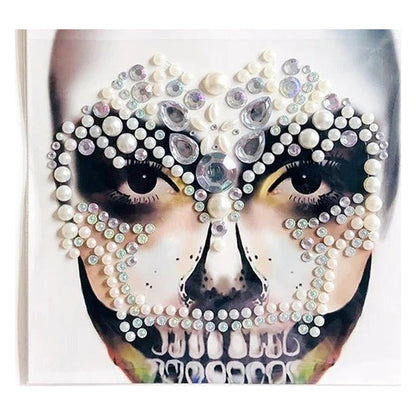 Halloween Face Stickers - Party Horror Grimace Decorations, Acrylic Gem Temporary Tattoo Stickers