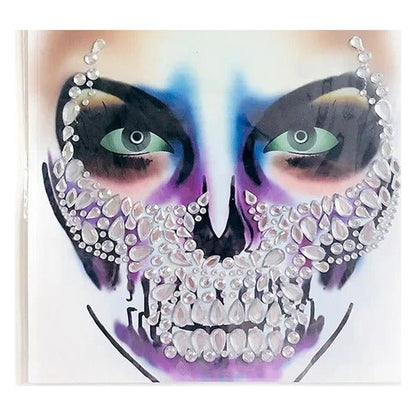 Halloween Face Stickers - Party Horror Grimace Decorations, Acrylic Gem Temporary Tattoo Stickers