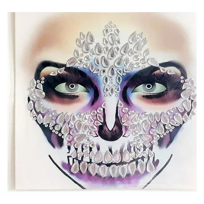 Halloween Face Stickers - Party Horror Grimace Decorations, Acrylic Gem Temporary Tattoo Stickers