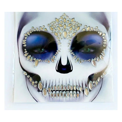 Halloween Face Stickers - Party Horror Grimace Decorations, Acrylic Gem Temporary Tattoo Stickers