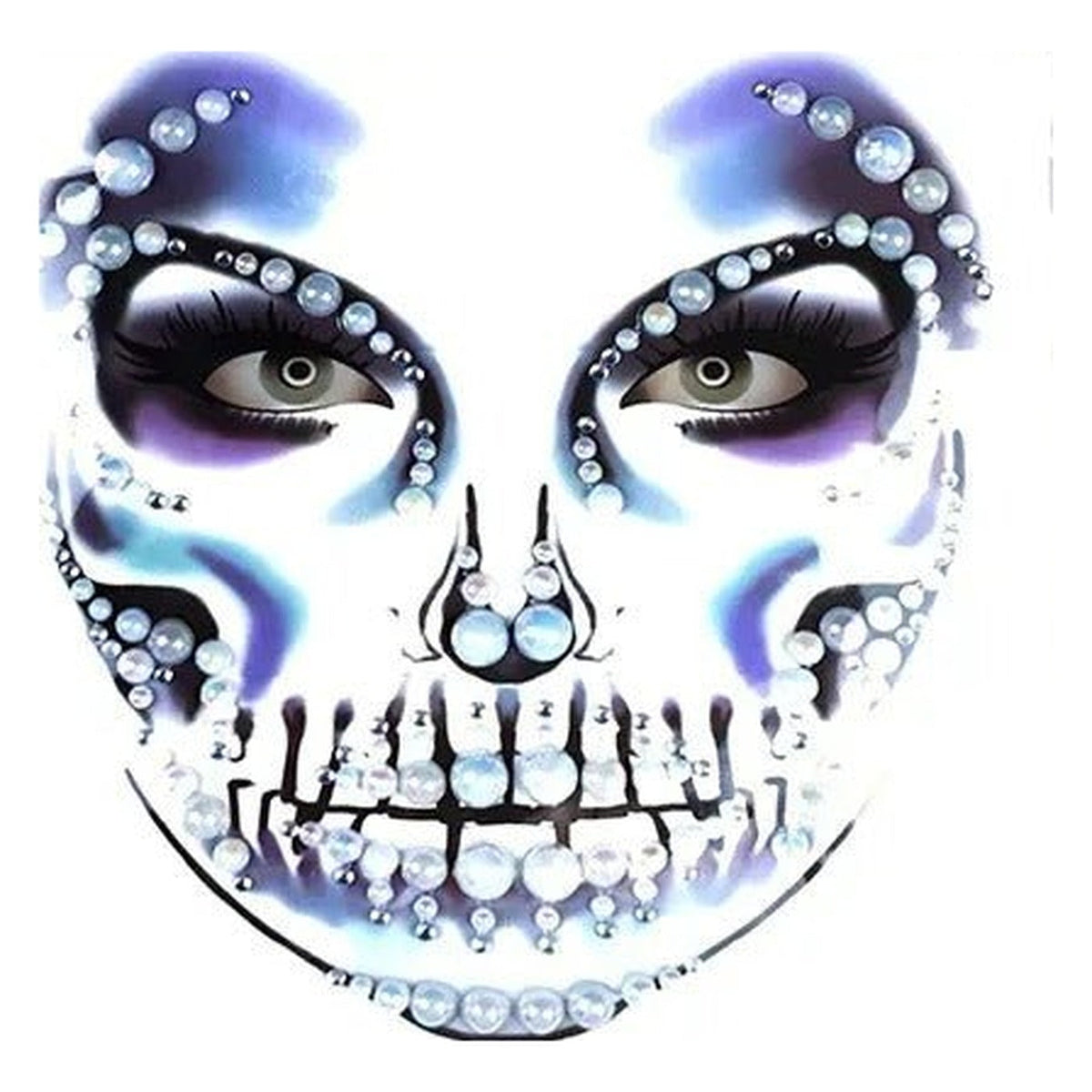 Halloween Face Stickers - Party Horror Grimace Decorations, Acrylic Gem Temporary Tattoo Stickers