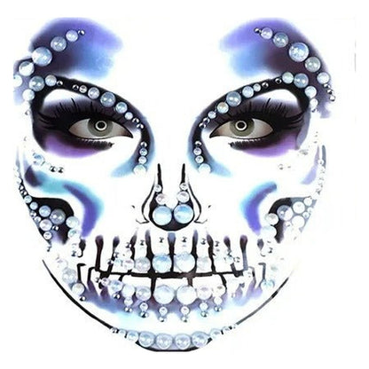 Halloween Face Stickers - Party Horror Grimace Decorations, Acrylic Gem Temporary Tattoo Stickers