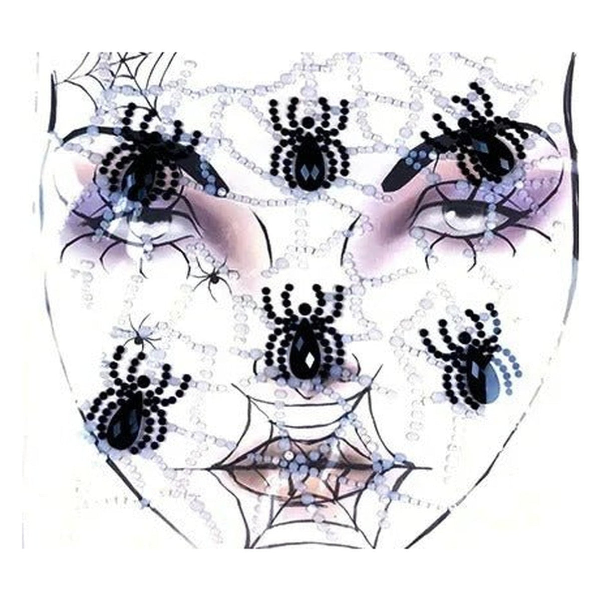 Halloween Face Stickers - Party Horror Grimace Decorations, Acrylic Gem Temporary Tattoo Stickers