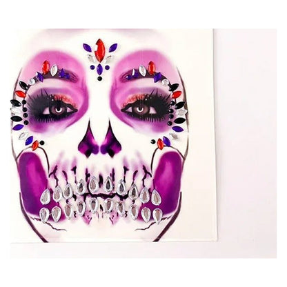 Halloween Face Stickers - Party Horror Grimace Decorations, Acrylic Gem Temporary Tattoo Stickers