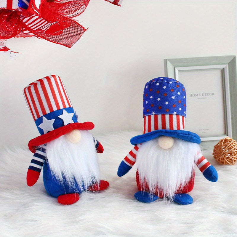 Patriotic Independence Day Gnome Plush Doll – Stars and Stripes Decorative Dwarf for 4th of July Home Displays