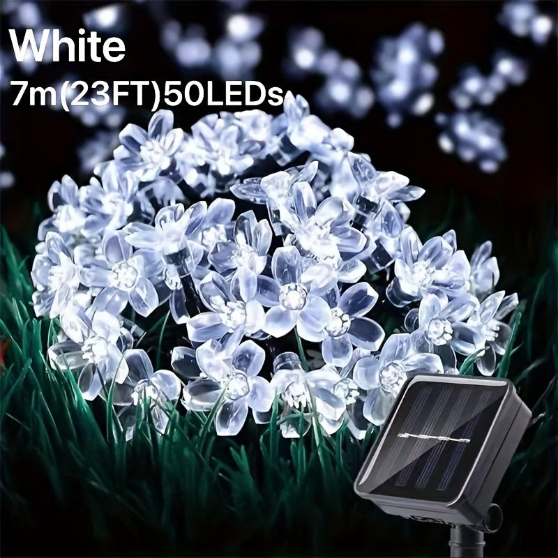 Solar Powered Cherry String Lights – Energy-Saving Outdoor Decorative LED Lamps for Garden, Patio, Holiday, and Party Ambience