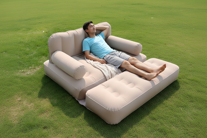 Double Foldable Inflatable Sofa Bed – Automatic Pump Camping Couch for Outdoor Rest and Home Lounging