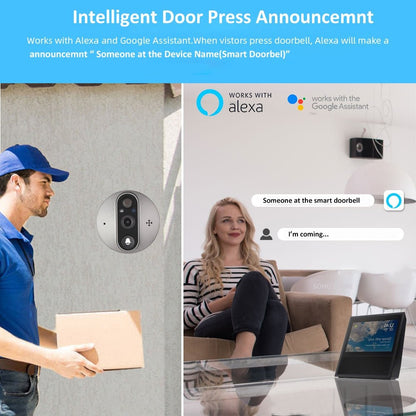 Digital Door Viewer - 1080P WiFi DoorBell Eye Peephole Camera with Monitor 4.3 Inch LCD Screen Motion Detection
