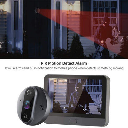 Digital Door Viewer - 1080P WiFi DoorBell Eye Peephole Camera with Monitor 4.3 Inch LCD Screen Motion Detection