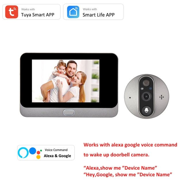 Digital Door Viewer - 1080P WiFi DoorBell Eye Peephole Camera with Monitor 4.3 Inch LCD Screen Motion Detection